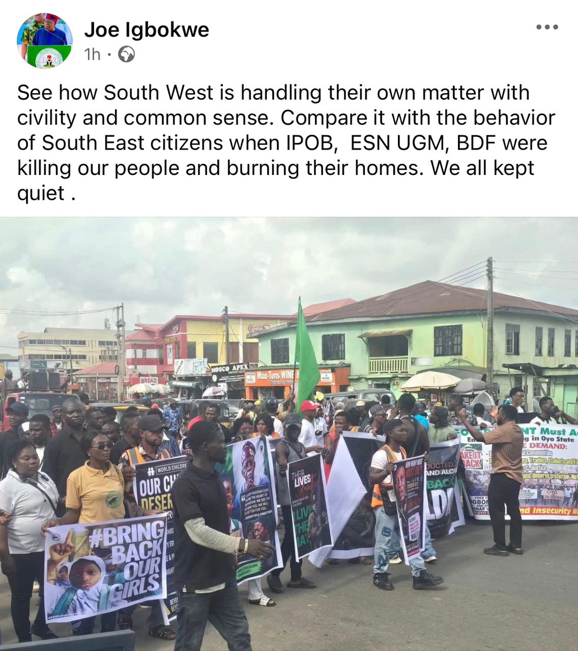APC chieftain, Joe Igbokwe, chides South East leaders as he compares how they handled IPOB to how the South West leaders have handled Insecurity in their region